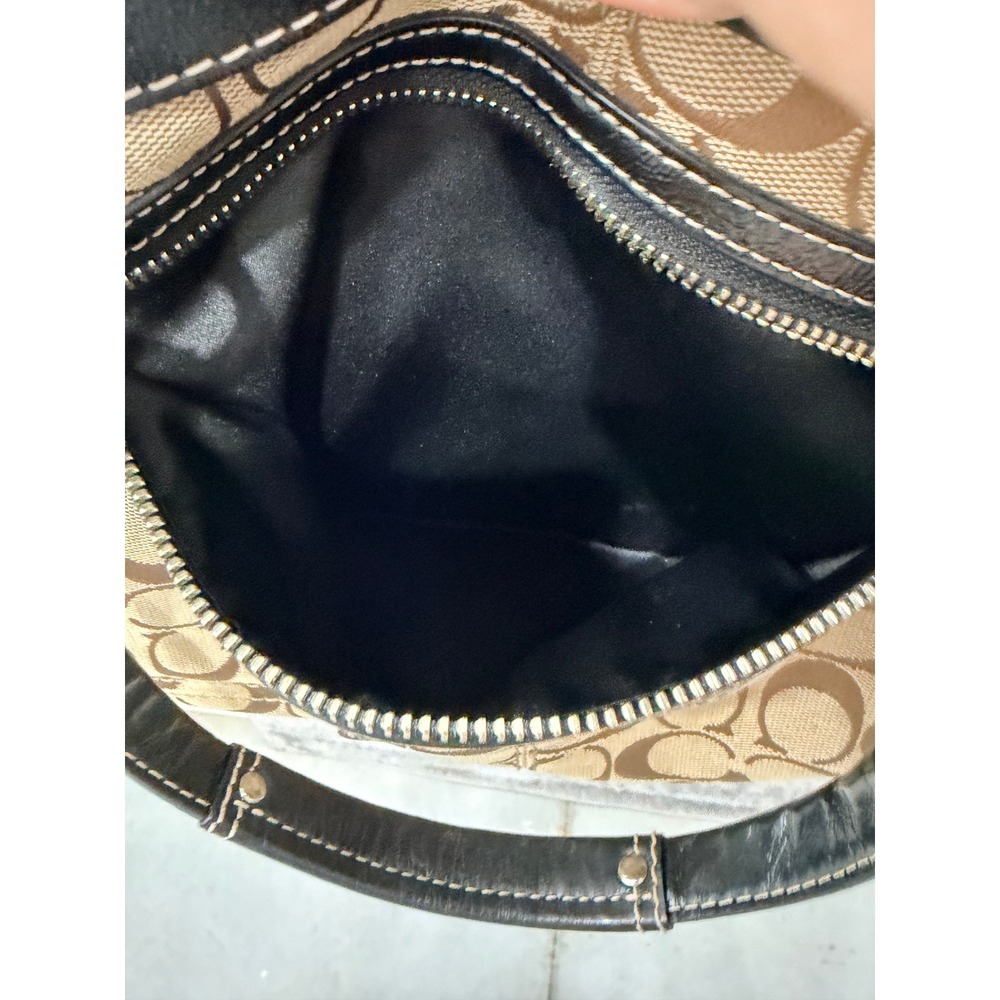Coach Tote Bag Women Medium Brown Black F15534 Signature Canvas Leather Shoulder - Picture 8 of 8